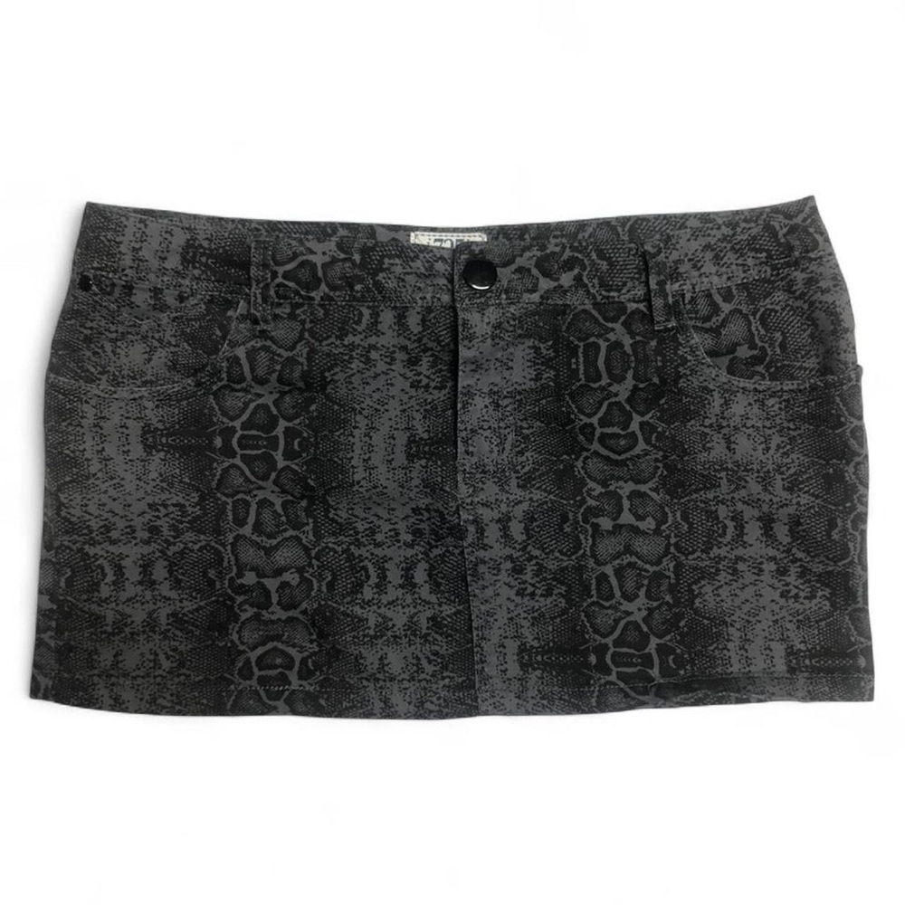 Grey Black Snake Mini Low Rise Skirt